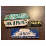 (2) Vintage Metal Tiger Tobacco Display Signs Plus