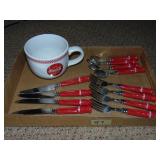 Large Coca-Cola Soup Mug & Coca-Cola Flatware Set
