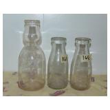 (3) Antique Glass Dairy Bottles