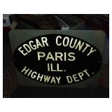 Vintage Edgar County Highway Dept. Paris, il