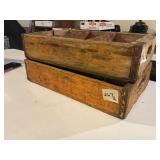 (2) Antique Yellow Wooden Coca-Cola Crates