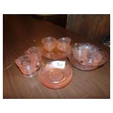 Lot Of Pink Depression Dogwood Pattern Dishes