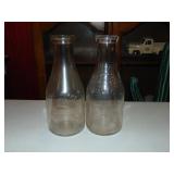 (2) Quart Glass Dairy Bottles