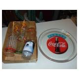 Glass Coca Cola Tray & Misc. Coca Cola Tumblers