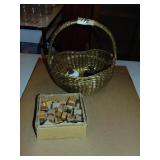 Heavy All Wire Woven Basket W/Misc. Primitives