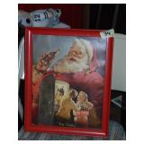 Vinatge Framed Coca-Cola Santa Print