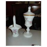 Westmorland? Glass Basket & Compote W/Lid