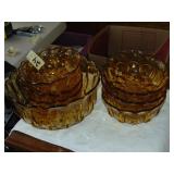 Vintage Amber Fairfield Anchor Hocking Salad Set