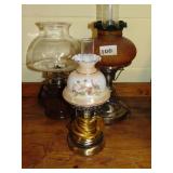 (1) Decorator Oil Lamp (2) Table Lamps