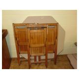 (3) Wood Folding Chairs & Octagon Folding Table
