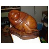 Solid Cherry Wood Seal Sculpture