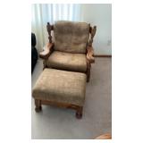Oak Frame Glider Chair W/Ottoman