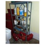 Metal Garage Shelf & Contents