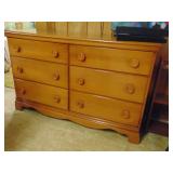 Mid Mod Maple (6) Drawer Dresser W/Mirror