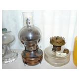 (1) Copper Type (1) Antique Ridge Pattern Oil Lamp