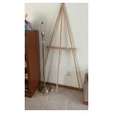 Art Easel & Polished Brass Type Floor Lamp