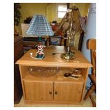 TV Stand Type Cabinet & Misc. Lamps, Plus