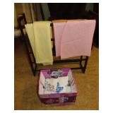 Box Of Needlework & Small Display Stand