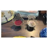 (2) Vintage Tramp Art Rocking Chair Pin Cushions