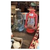 (2) Dietz Barn Lanterns W/Glass Globes