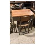 Vintage Metal/Wood School Desk & Chair