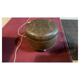 Mod Brown Vinyl Ottoman On Wheels