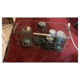 Metal Basket Full Of Antique Canning Jars