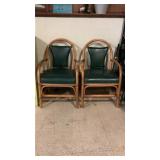 (2) Tropical Modernism Bentwood Rattan Chairs