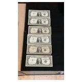 (5) $1 One Dollar Silver Certificates