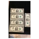 (5) $2 Dollar Bills