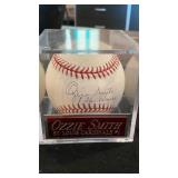 Ozzie Smith Signed Baseball In Case