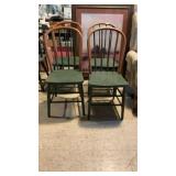 (4) Green Painted Farmhouse Chairs