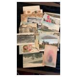 Small Box Of Vintage Postcards & Greeting Cards