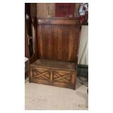 Rustic High Back Settle Bench W/Boot Storage
