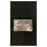 Artist signed -Richard Begay Sterling Belt Buckle