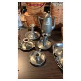 Large Lot Of Pewter Decor