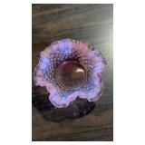 Unmarked Fenton Cranberry Opalescent Candy Dish