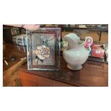 Leaded Glass & Lg Ironstone Type Pitcher