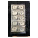 (5) 1957 B Silver Certificates