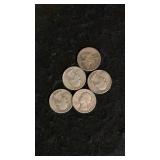 (5) Silver Washington Quarters