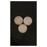 (3) Ben Franklin Half Dollars