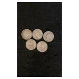 (5) Silver Washington Quarters