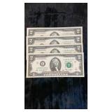 (4 )2009 $2 Bills In Sequential Order
