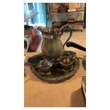 Silverplate Pitcher, Trays, Creamer & Sugar