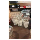 MCM Anchor Hocking Butterprint Pitcher & Tumblers