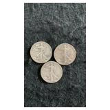 (3) 90% Walking Liberty Halves