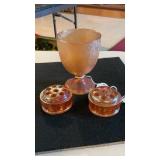 Carnival Glass Flower Frogs & Candy Dish