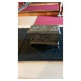 Antique Victorian Cast Metal Jewelry Casket