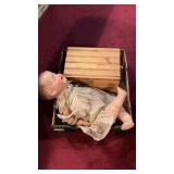 Antique Baby Doll & Trunk Full Of Doll Clothes