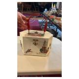 Vintage Colonial Decoupage Box Lucite Handle